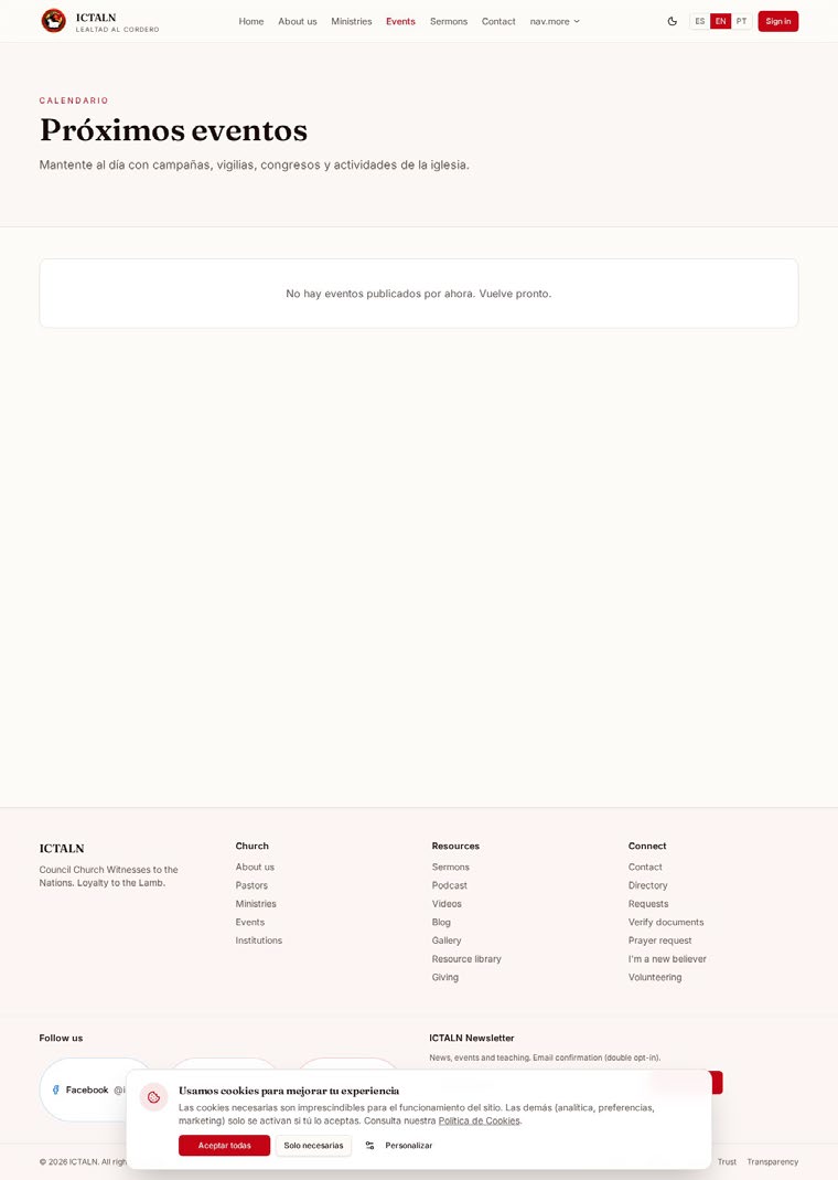 Agenda pública de eventos — Eventos y check-in en EDIFICA 360